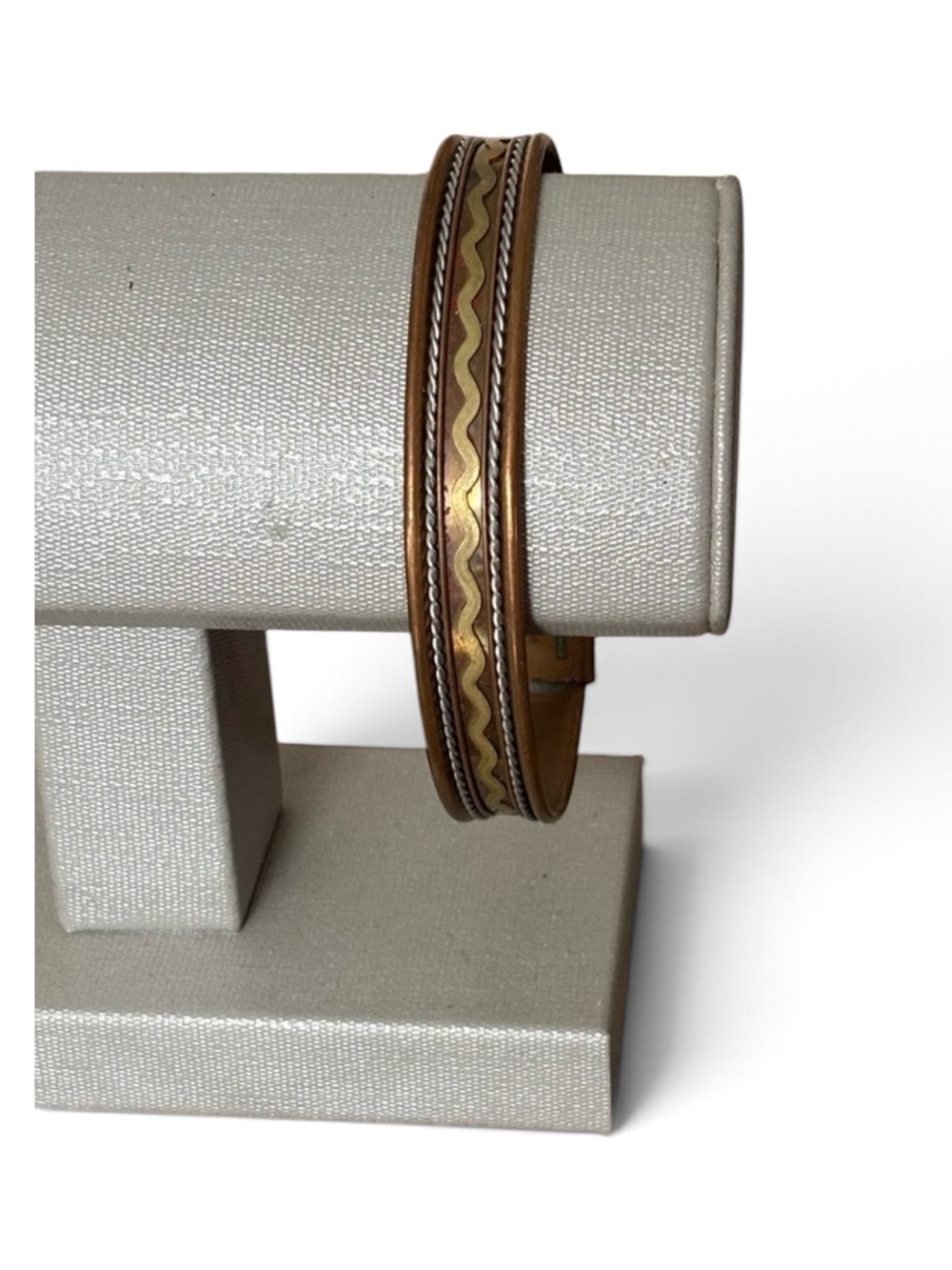 Hand Crafted Brass Copper Silver Cuff Bracelet